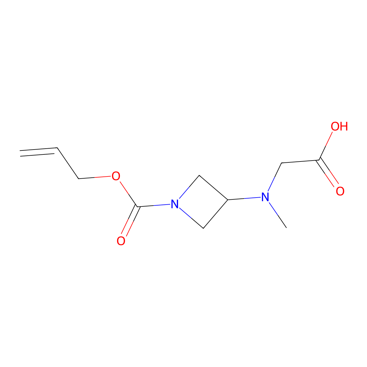 2-[Methyl({1-[(prop-2-en-1-yloxy)carbonyl]azetidin-3-yl})amino]acetic acid molecular structure, CAS 2680710-63-6