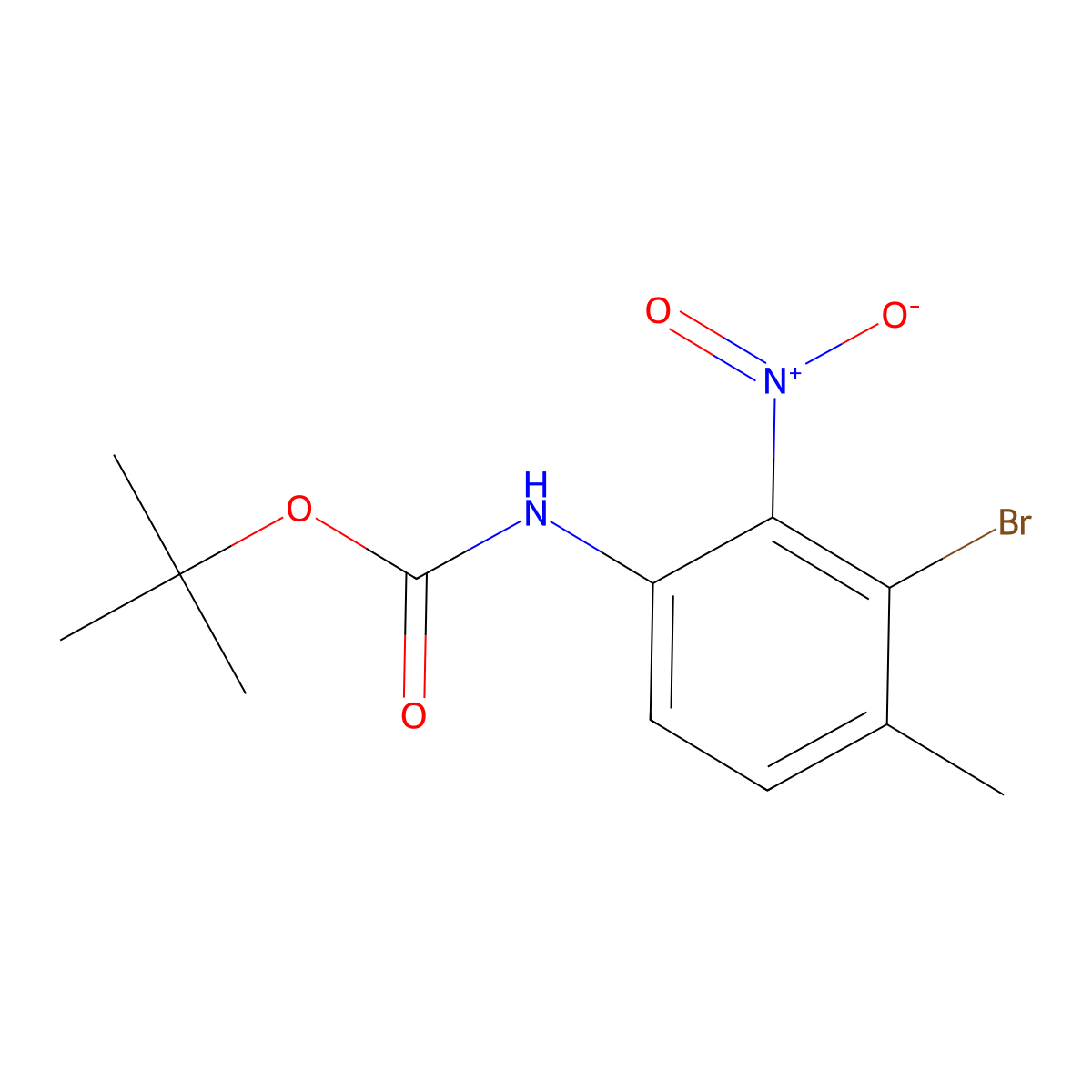 tert-butyl N-(3-bromo-4-methyl-2-nitrophenyl)carbamate molecular structure, CAS 2680710-70-5