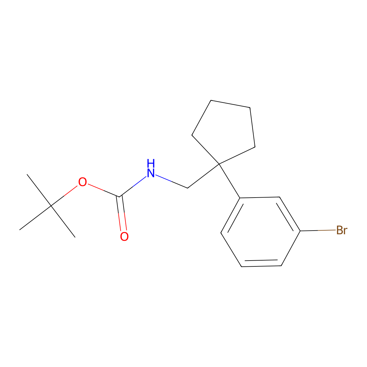 tert-butyl N-{[1-(3-bromophenyl)cyclopentyl]methyl}carbamate molecular structure, CAS 2680710-79-4