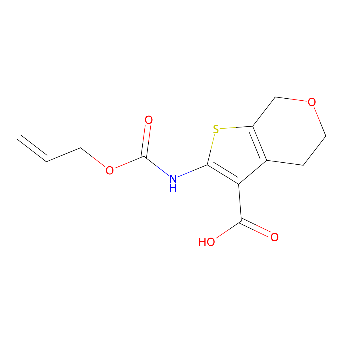 2-{[(prop-2-en-1-yloxy)carbonyl]amino}-4H,5H,7H-thieno[2,3-c]pyran-3-carboxylic acid molecular structure, CAS 2680710-84-1