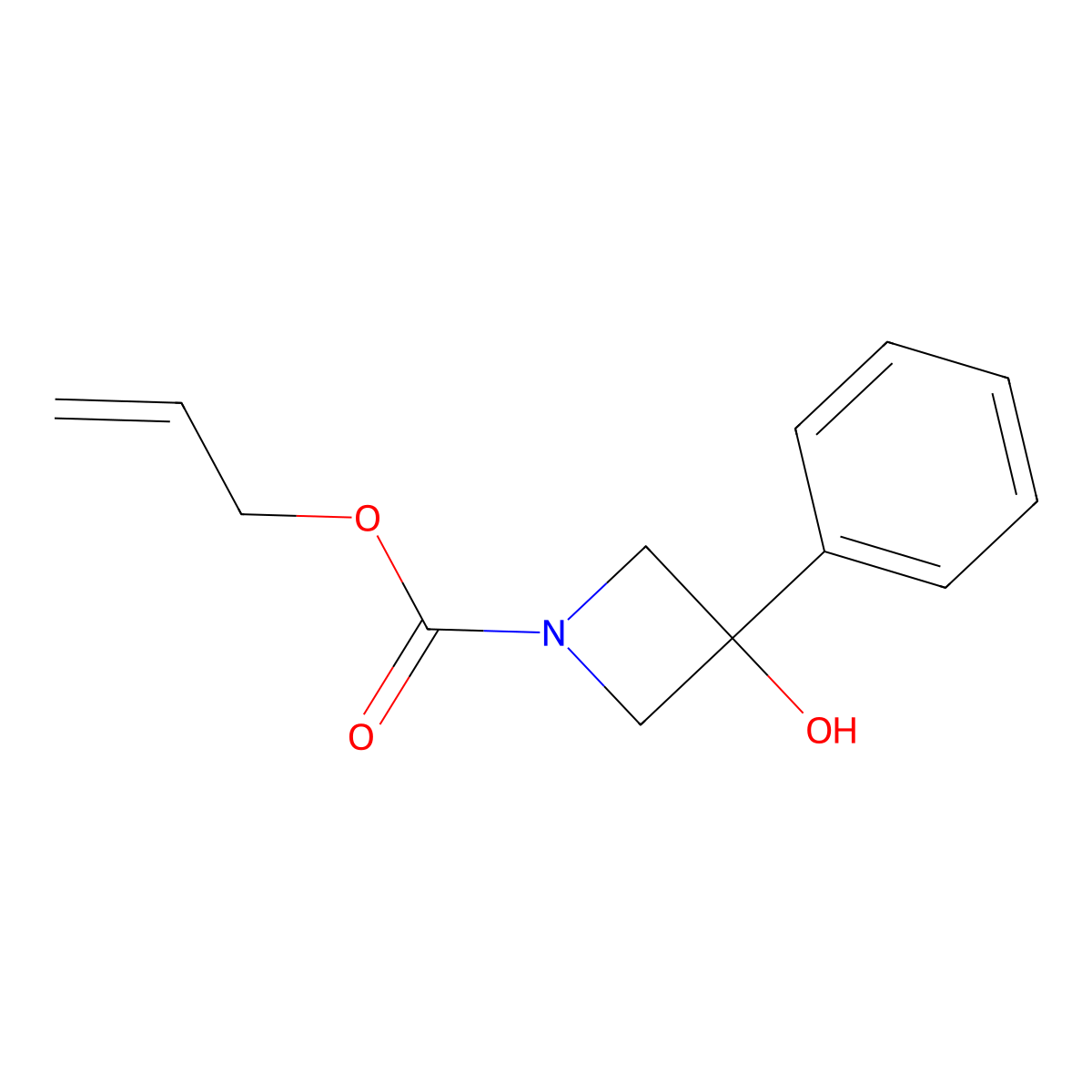 Prop-2-en-1-yl 3-hydroxy-3-phenylazetidine-1-carboxylate molecular structure, CAS 2680710-95-4