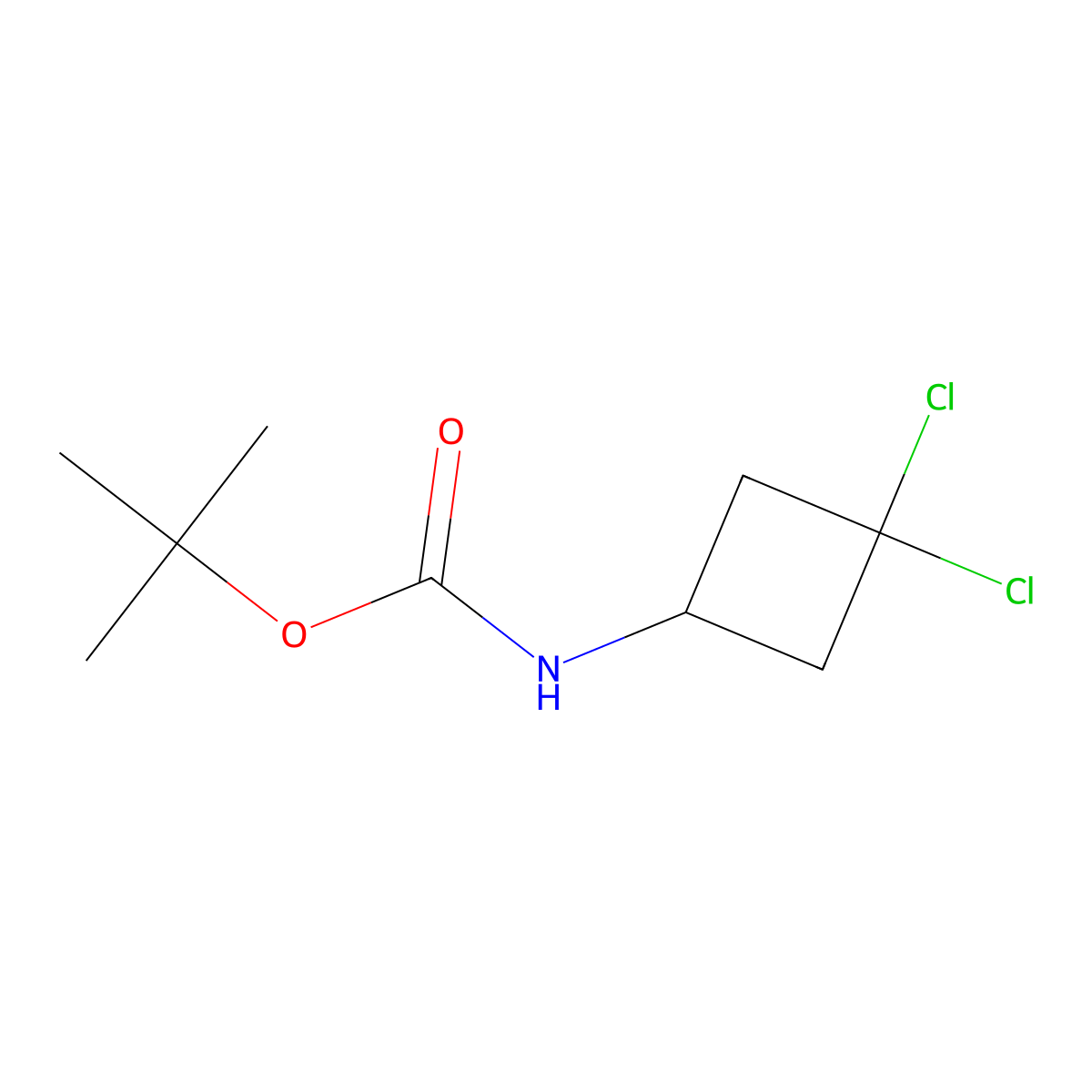 tert-butyl N-(3,3-dichlorocyclobutyl)carbamate molecular structure, CAS 2680710-98-7