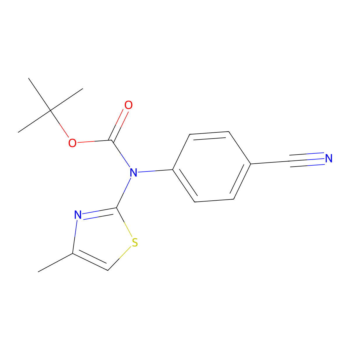 tert-butyl N-(4-cyanophenyl)-N-(4-methyl-1,3-thiazol-2-yl)carbamate molecular structure, CAS 2680710-99-8