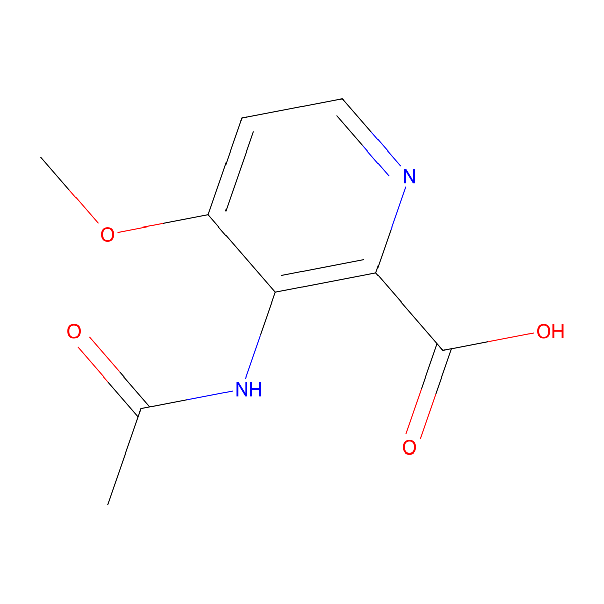 3-Acetamido-4-methoxypyridine-2-carboxylic acid molecular structure, CAS 2680711-02-6