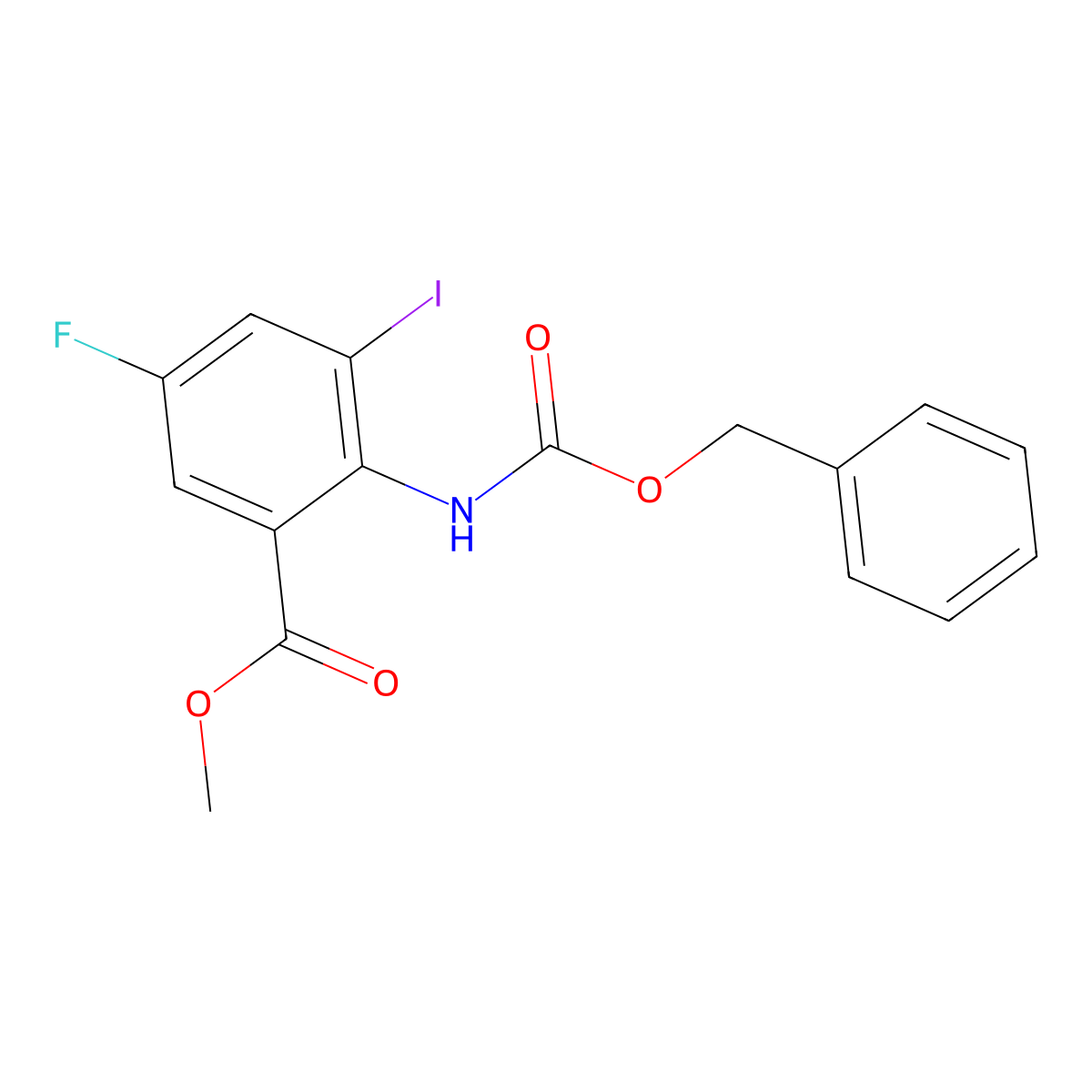 Methyl 2-{[(benzyloxy)carbonyl]amino}-5-fluoro-3-iodobenzoate molecular structure, CAS 2680711-15-1