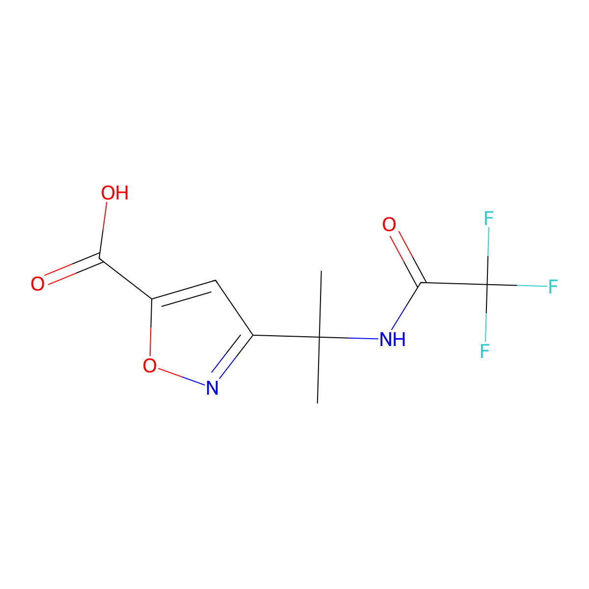 3-[2-(2,2,2-Trifluoroacetamido)propan-2-yl]-1,2-oxazole-5-carboxylic acid molecular structure, CAS 2680711-16-2
