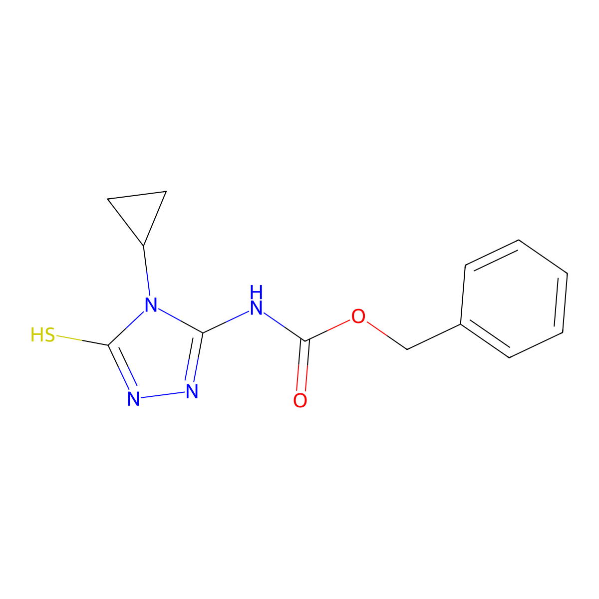 benzyl N-(4-cyclopropyl-5-sulfanyl-4H-1,2,4-triazol-3-yl)carbamate molecular structure, CAS 2680711-20-8