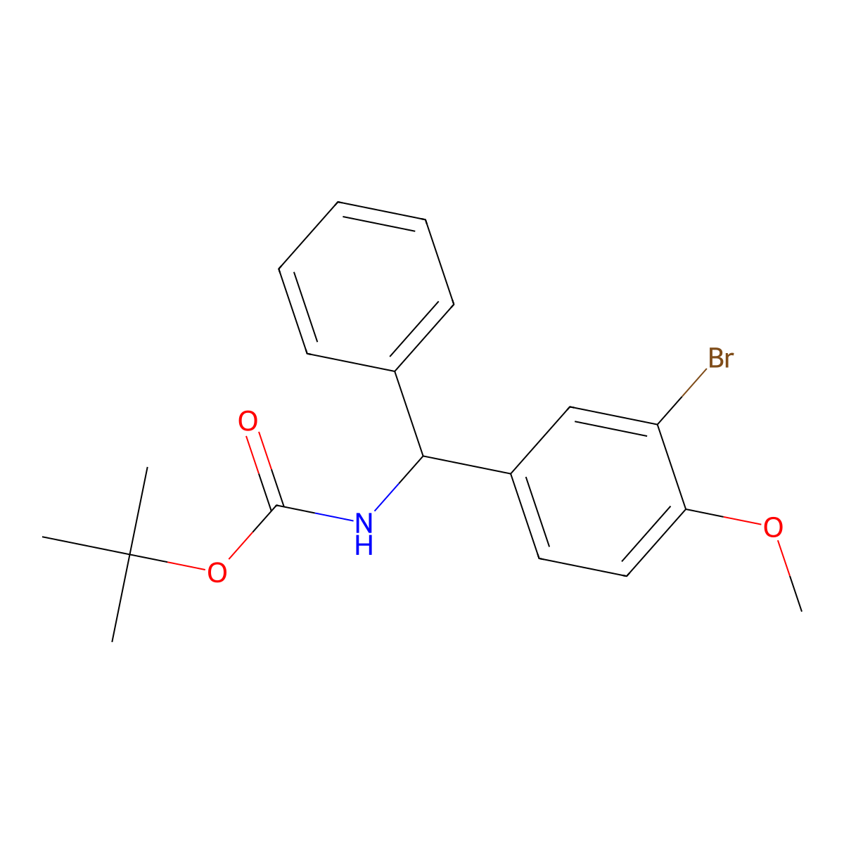tert-butyl N-[(3-bromo-4-methoxyphenyl)(phenyl)methyl]carbamate molecular structure, CAS 2680711-23-1