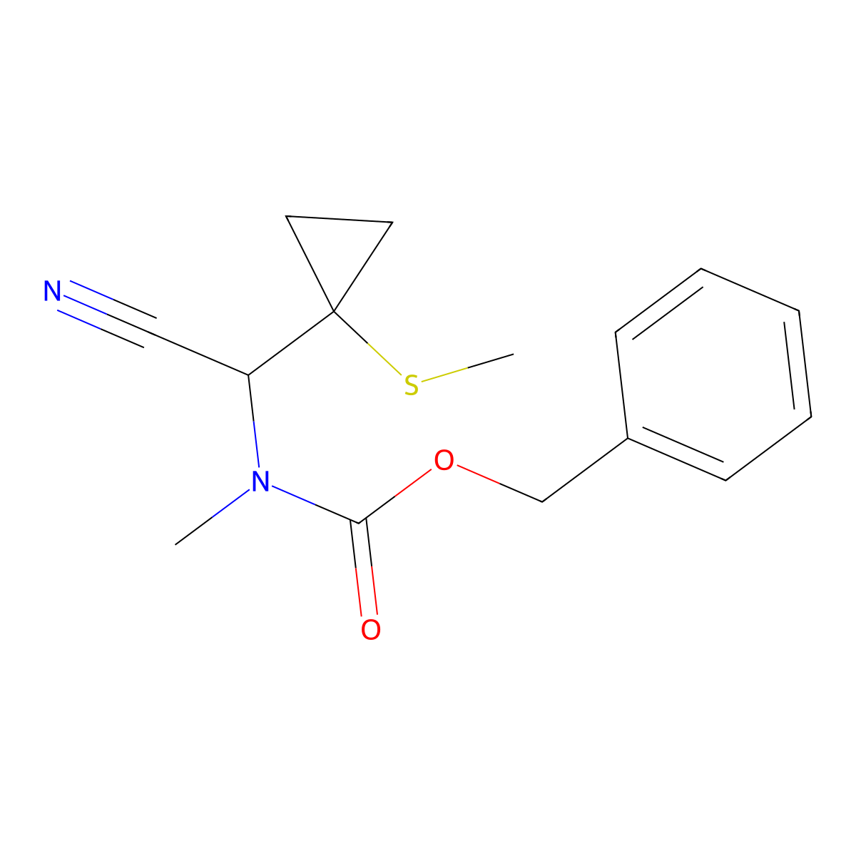 benzyl N-{cyano[1-(methylsulfanyl)cyclopropyl]methyl}-N-methylcarbamate molecular structure, CAS 2680711-26-4