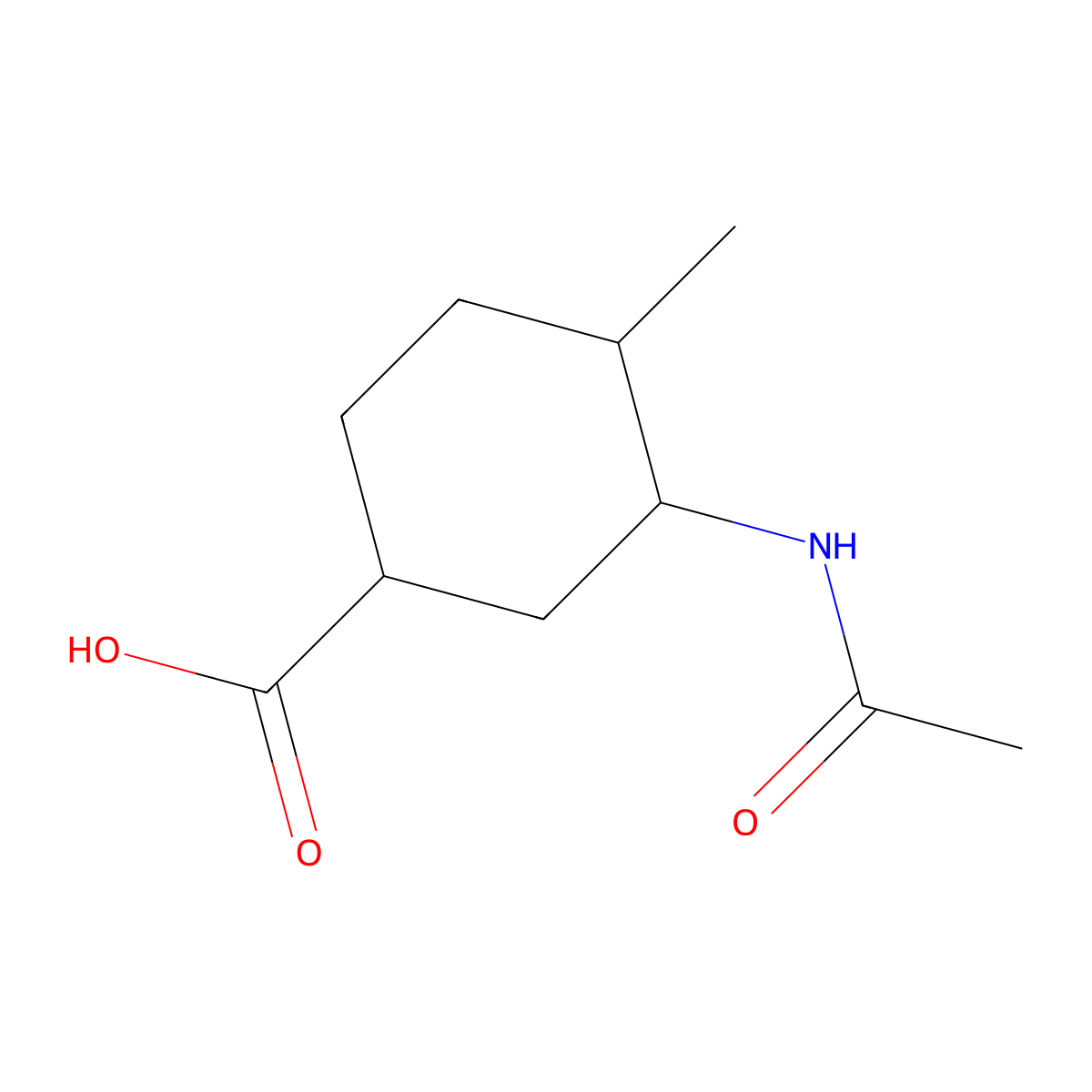 3-Acetamido-4-methylcyclohexane-1-carboxylic acid molecular structure, CAS 2680711-29-7