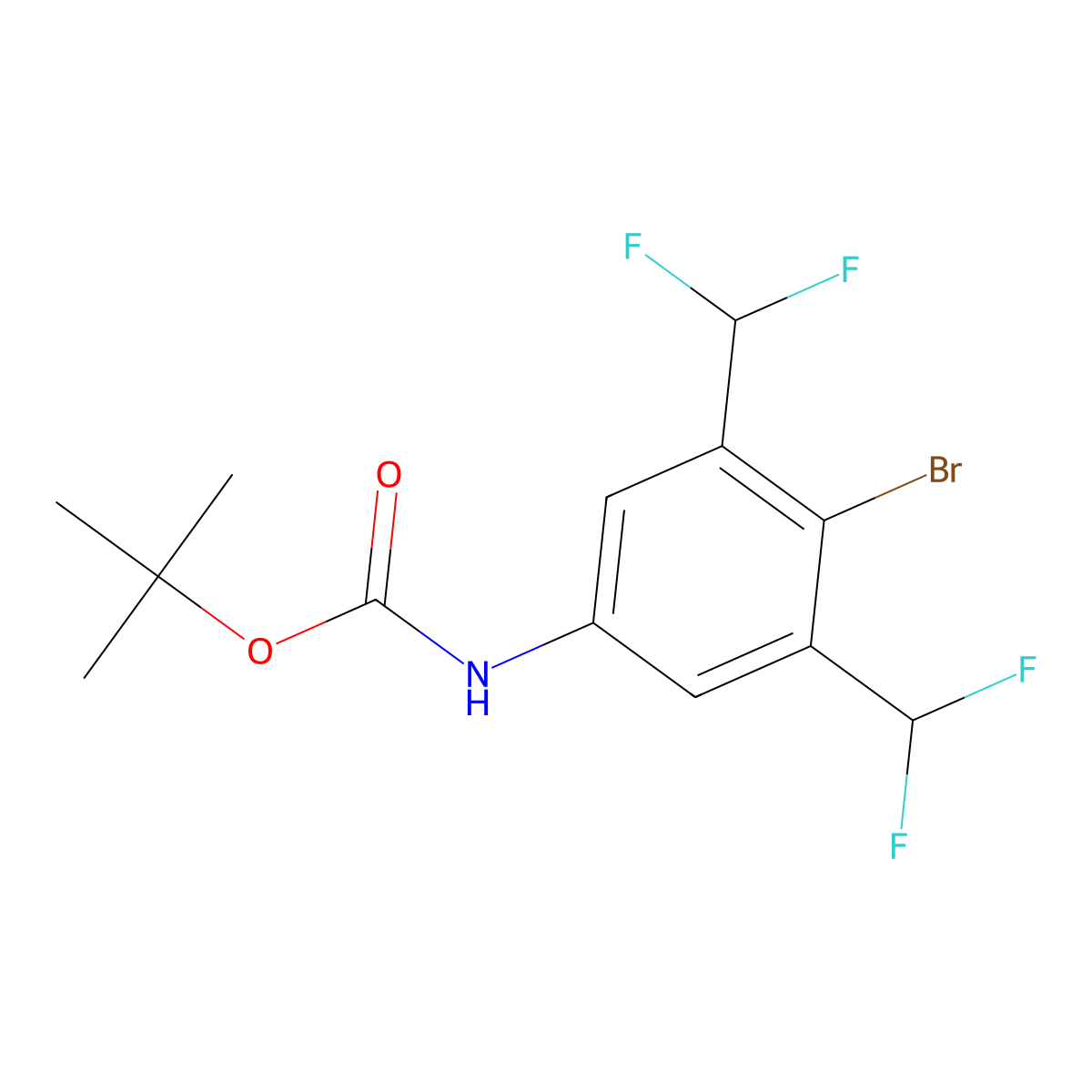 tert-butyl N-[4-bromo-3,5-bis(difluoromethyl)phenyl]carbamate molecular structure, CAS 2680711-34-4