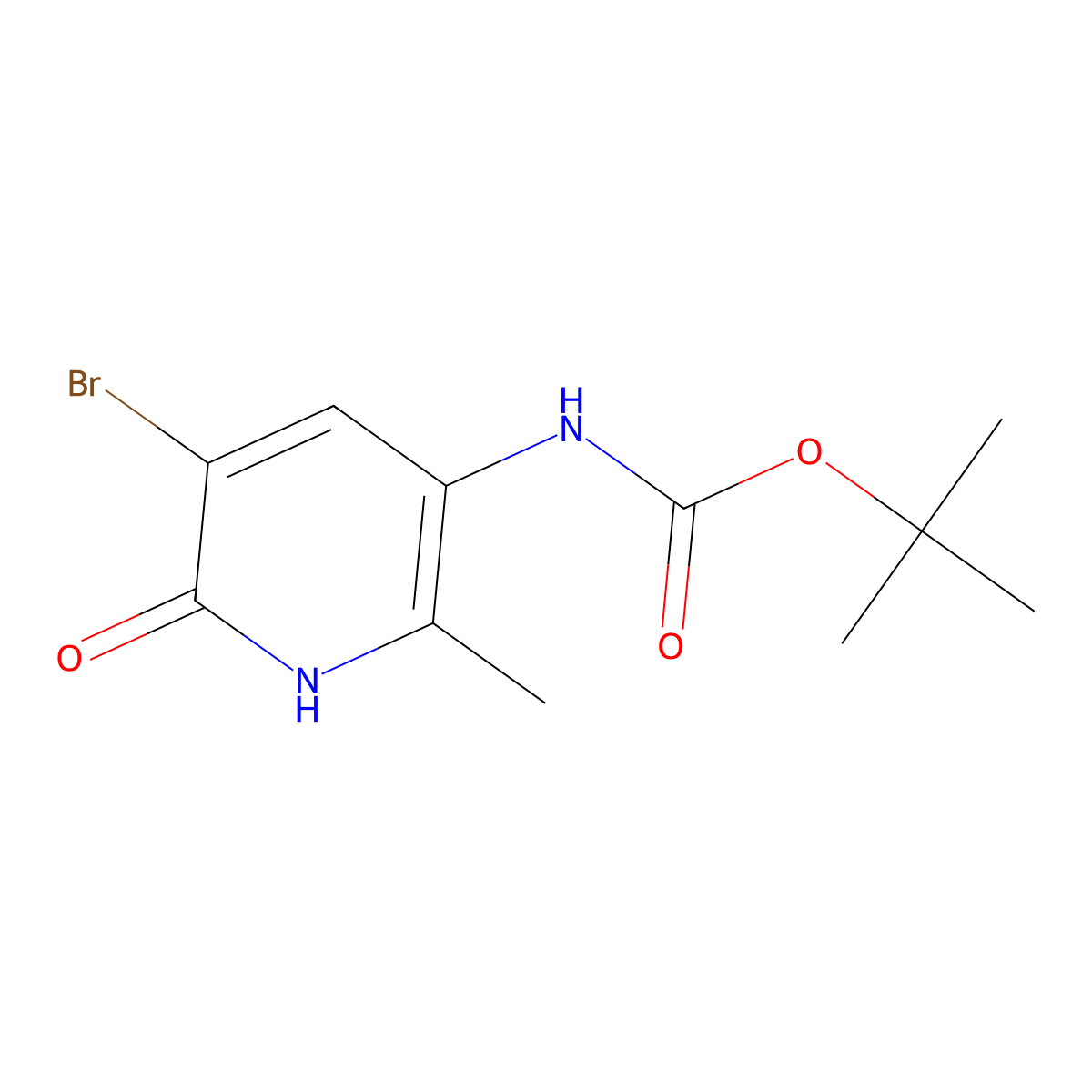 tert-butyl N-(5-bromo-2-methyl-6-oxo-1,6-dihydropyridin-3-yl)carbamate molecular structure, CAS 2680711-39-9