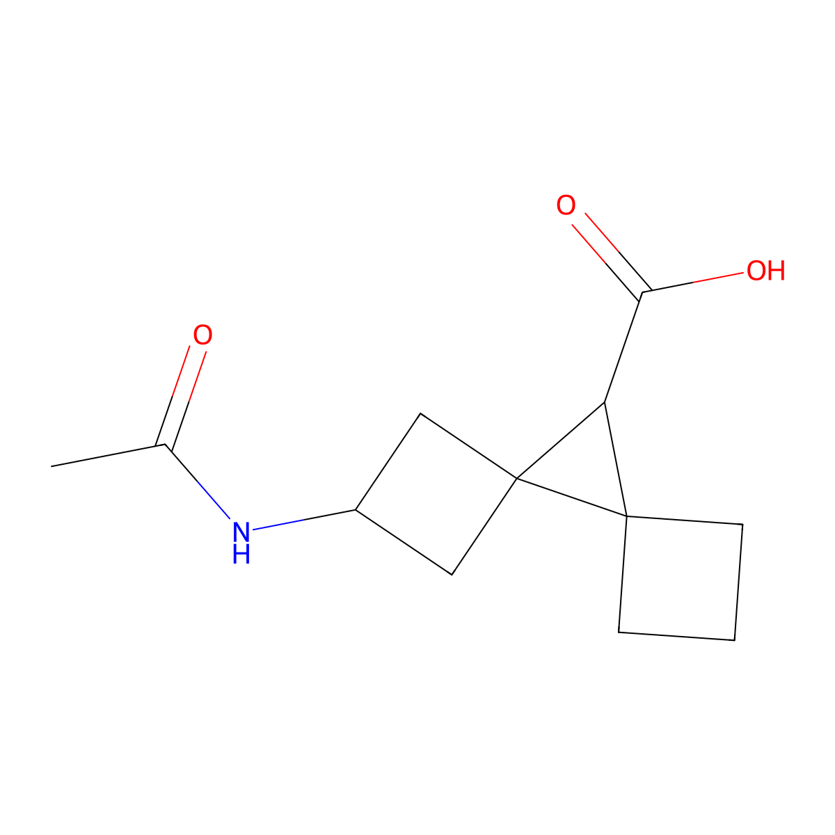 2-Acetamidodispiro[3.0.3^{5}.1^{4}]nonane-9-carboxylic acid molecular structure, CAS 2680711-53-7