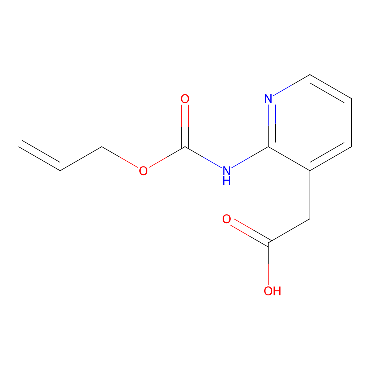 2-(2-{[(Prop-2-en-1-yloxy)carbonyl]amino}pyridin-3-yl)acetic acid molecular structure, CAS 2680711-55-9