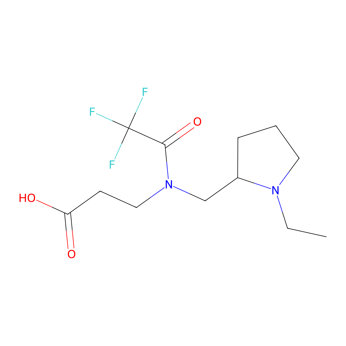 3-{N-[(1-ethylpyrrolidin-2-yl)methyl]-2,2,2-trifluoroacetamido}propanoic acid molecular structure, CAS 2680711-57-1