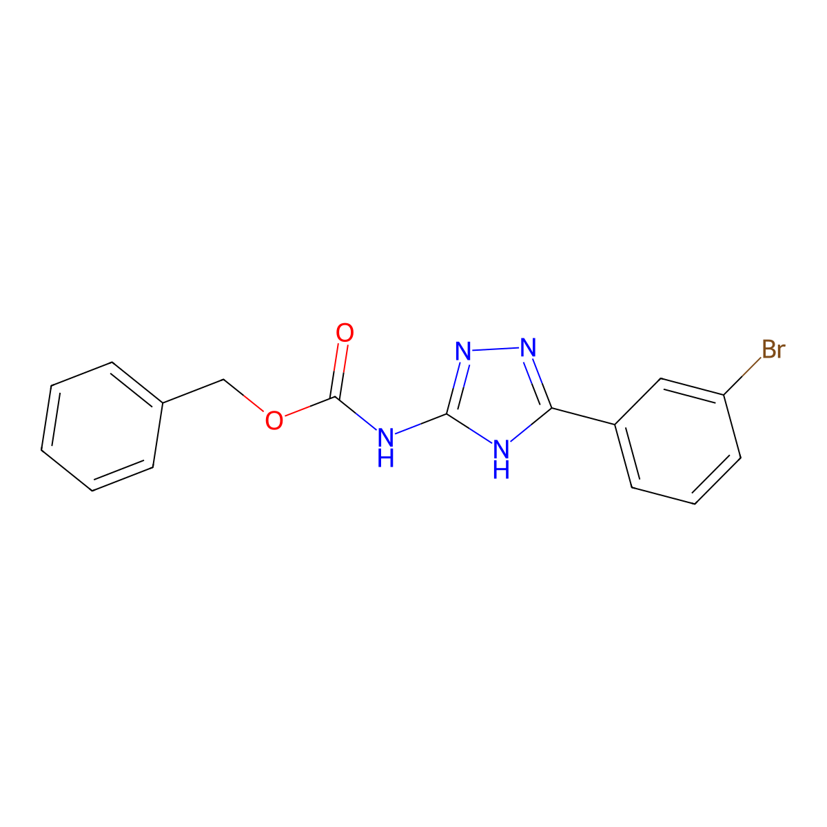 benzyl N-[5-(3-bromophenyl)-4H-1,2,4-triazol-3-yl]carbamate molecular structure, CAS 2680711-71-9