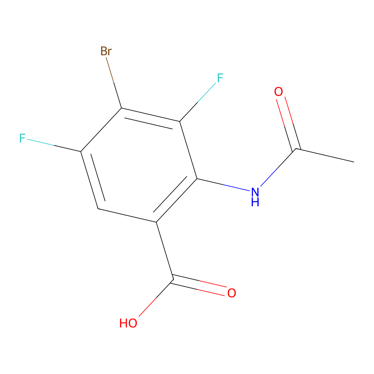4-Bromo-2-acetamido-3,5-difluorobenzoic acid molecular structure, CAS 2680711-81-1