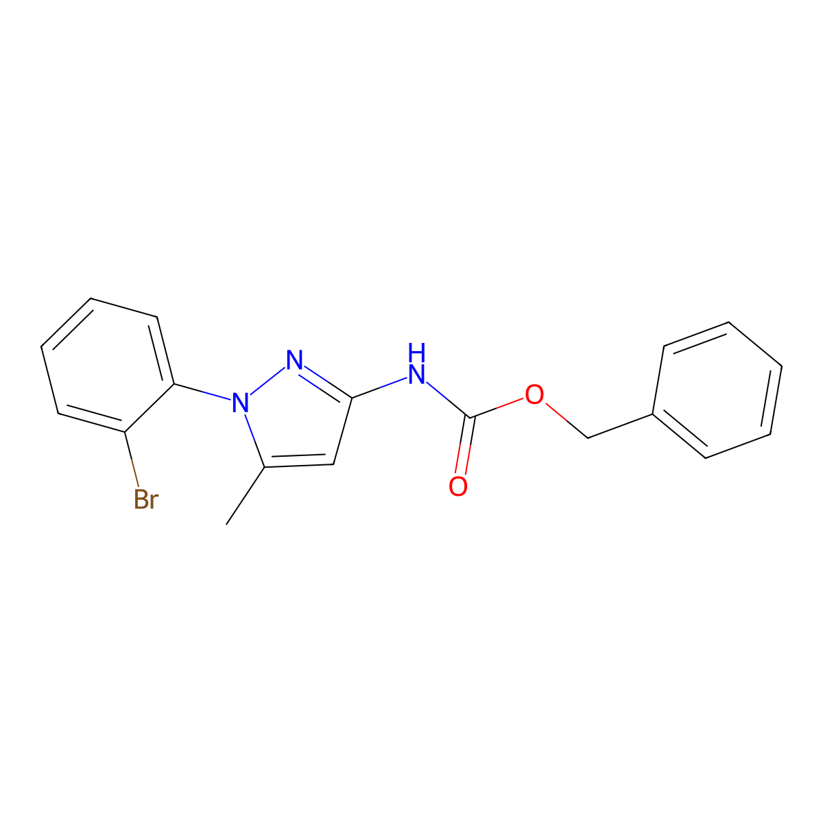 benzyl N-[1-(2-bromophenyl)-5-methyl-1H-pyrazol-3-yl]carbamate molecular structure, CAS 2680711-83-3