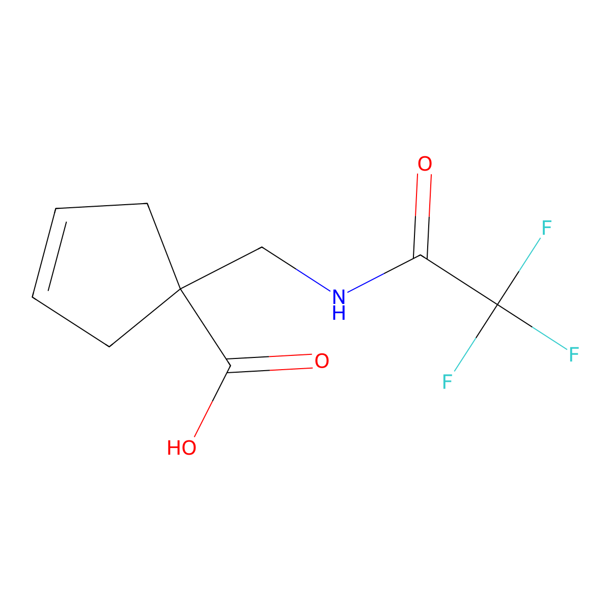 1-[(Trifluoroacetamido)methyl]cyclopent-3-ene-1-carboxylic acid molecular structure, CAS 2680711-85-5