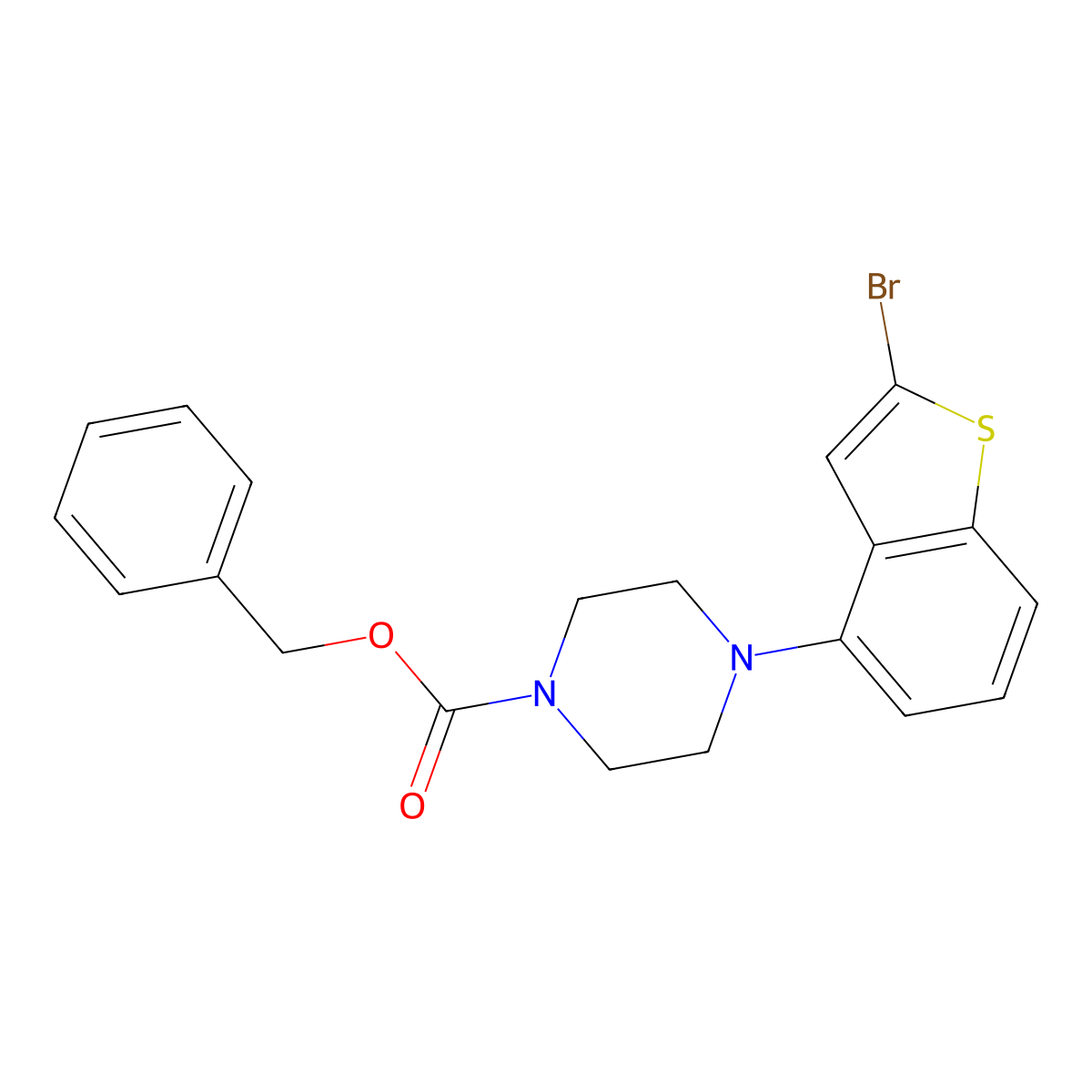 Benzyl 4-(2-bromo-1-benzothiophen-4-yl)piperazine-1-carboxylate molecular structure, CAS 2680711-89-9