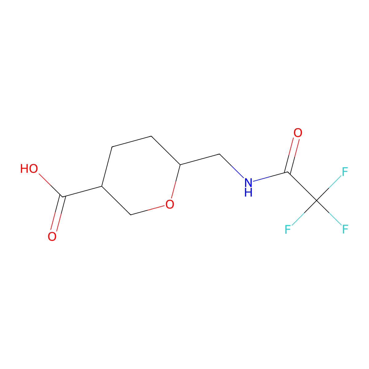 6-[(2,2,2-Trifluoroacetamido)methyl]oxane-3-carboxylic acid molecular structure, CAS 2680711-90-2