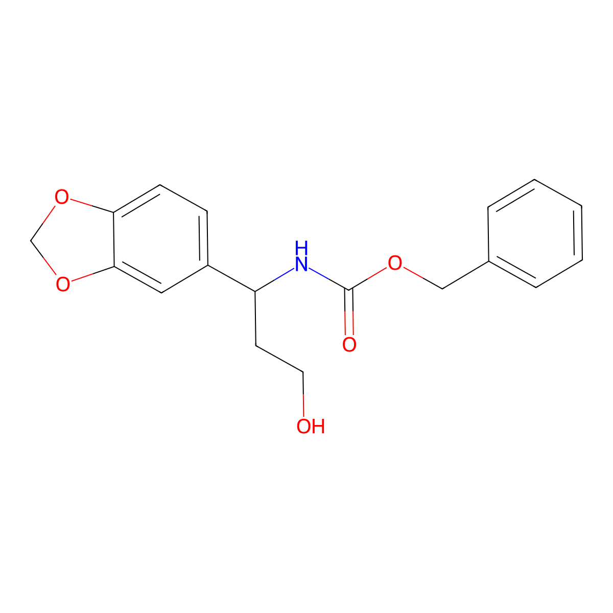 benzyl N-[1-(1,3-dioxaindan-5-yl)-3-hydroxypropyl]carbamate molecular structure, CAS 2680712-00-7