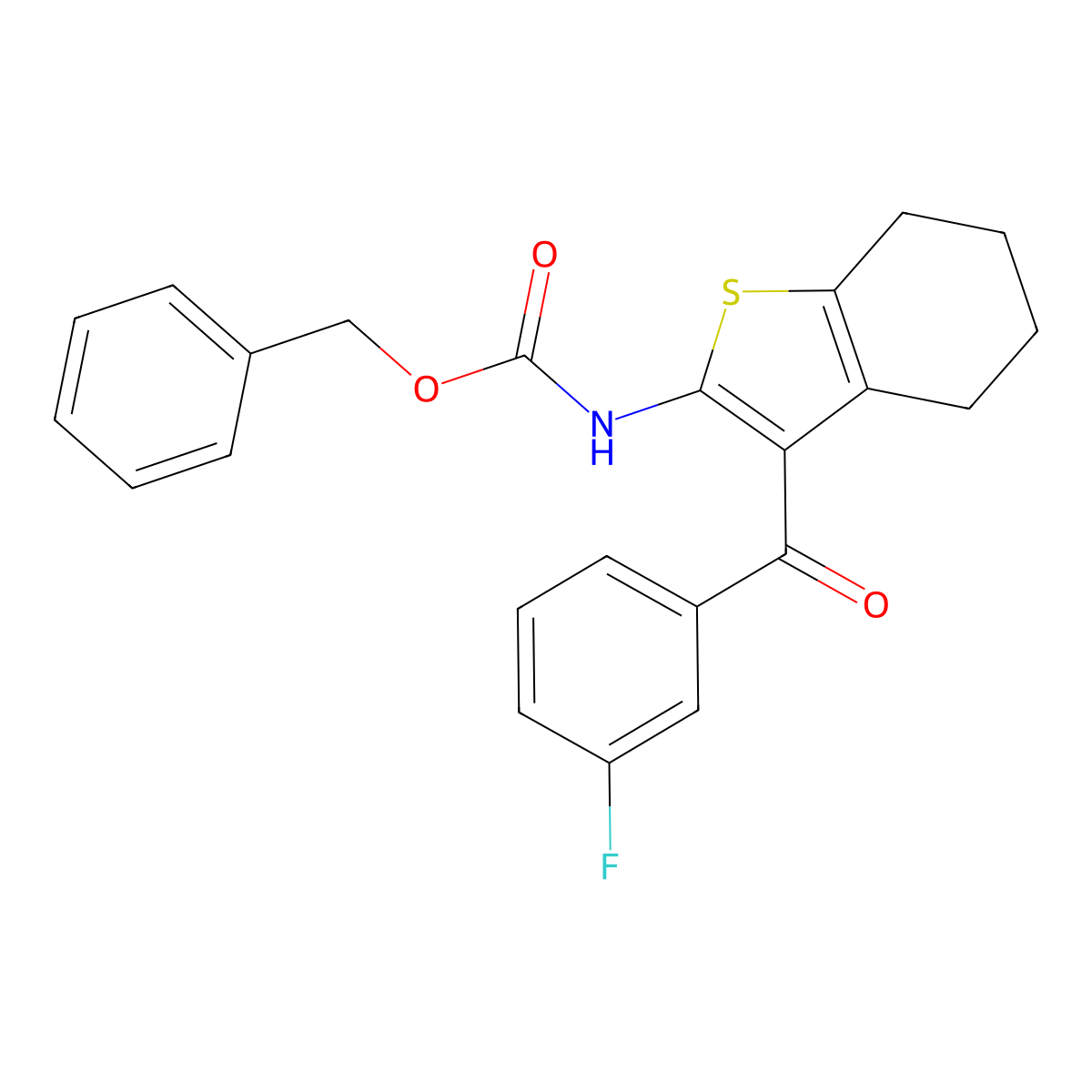 benzyl N-[3-(3-fluorobenzoyl)-4,5,6,7-tetrahydro-1-benzothiophen-2-yl]carbamate molecular structure, CAS 2680712-01-8