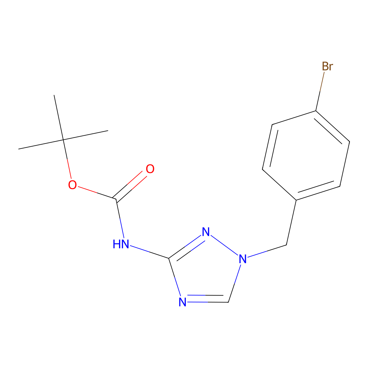 tert-butyl N-{1-[(4-bromophenyl)methyl]-1H-1,2,4-triazol-3-yl}carbamate molecular structure, CAS 2680712-04-1