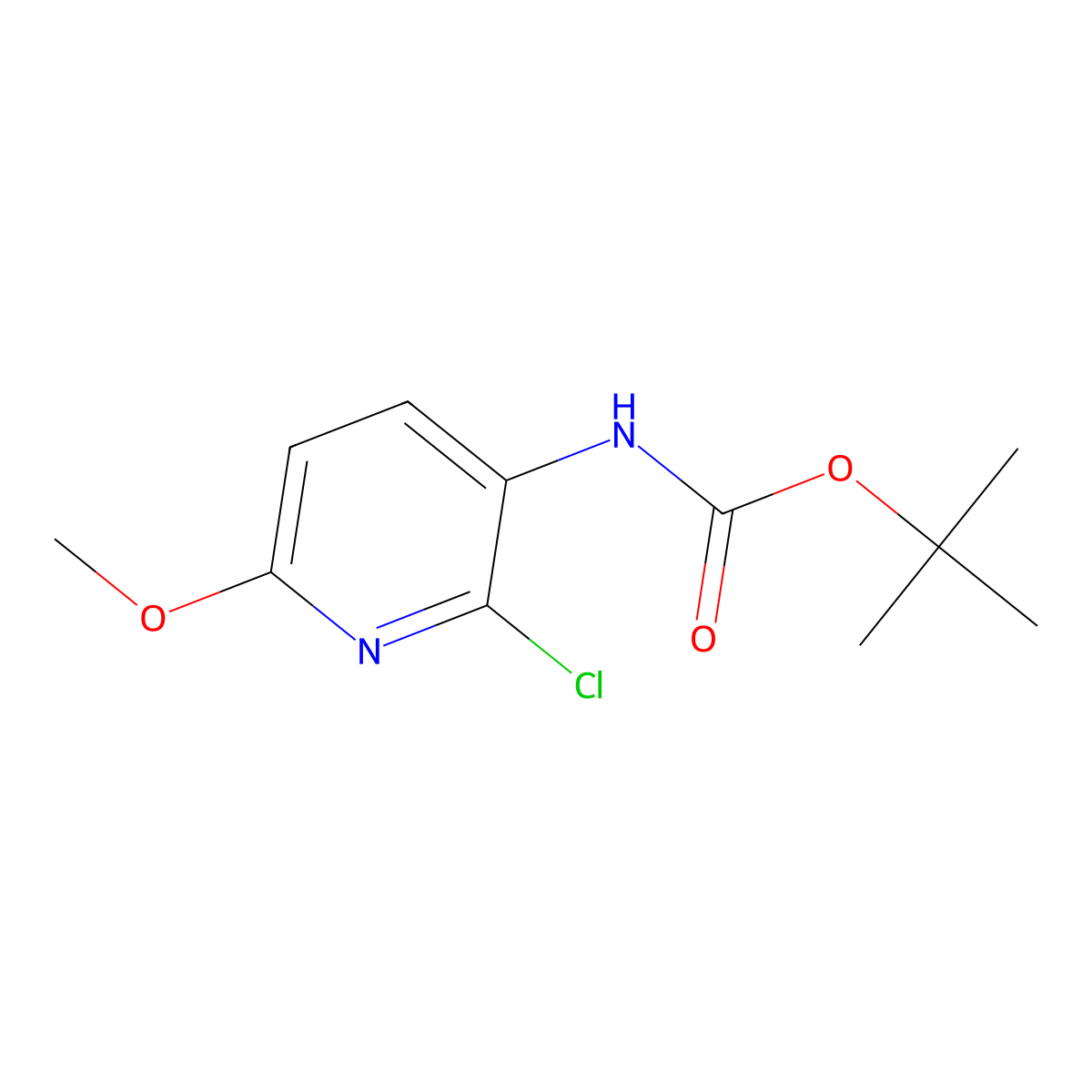 tert-butyl N-(2-chloro-6-methoxypyridin-3-yl)carbamate molecular structure, CAS 2680712-06-3