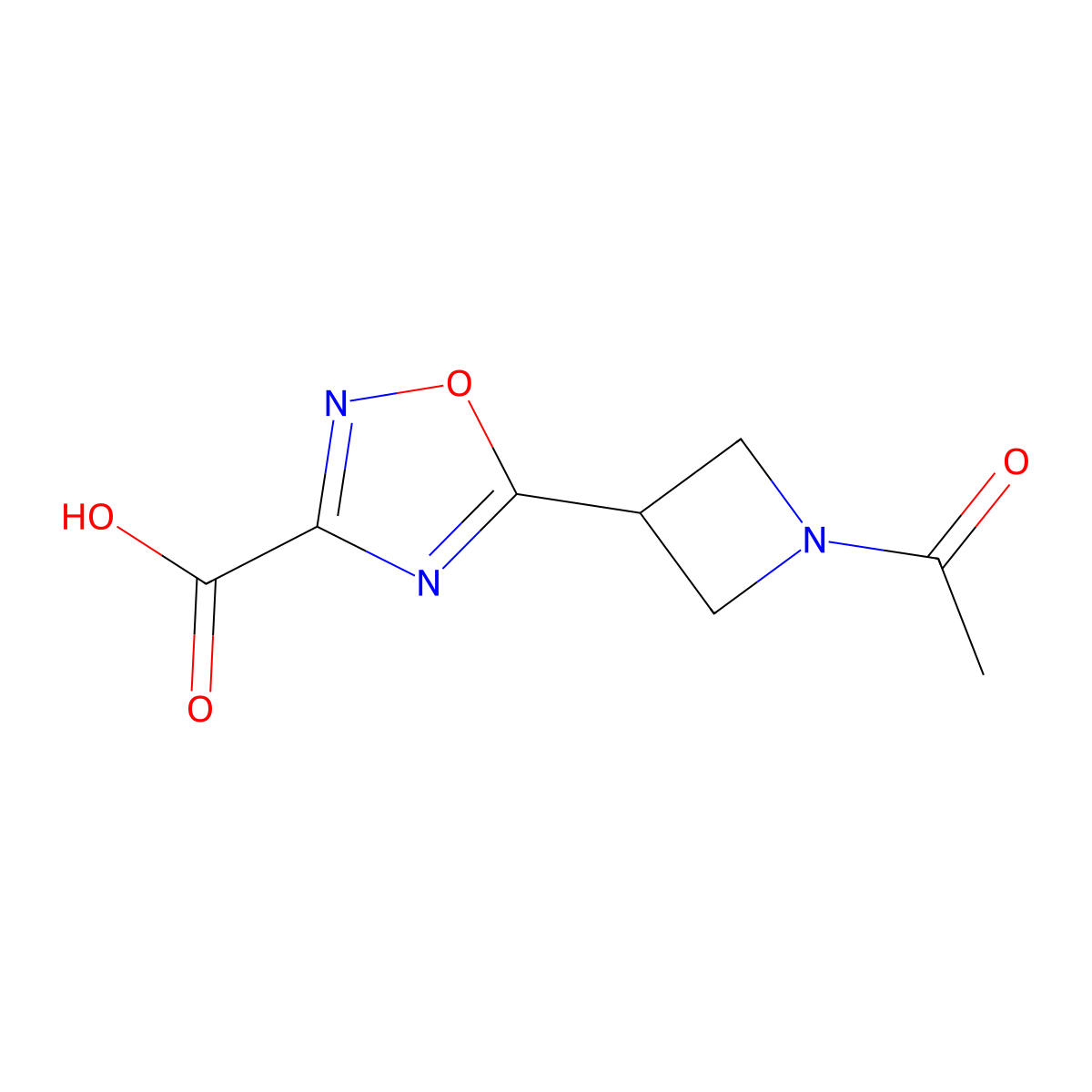 5-(1-Acetylazetidin-3-yl)-1,2,4-oxadiazole-3-carboxylic acid molecular structure, CAS 2680712-11-0