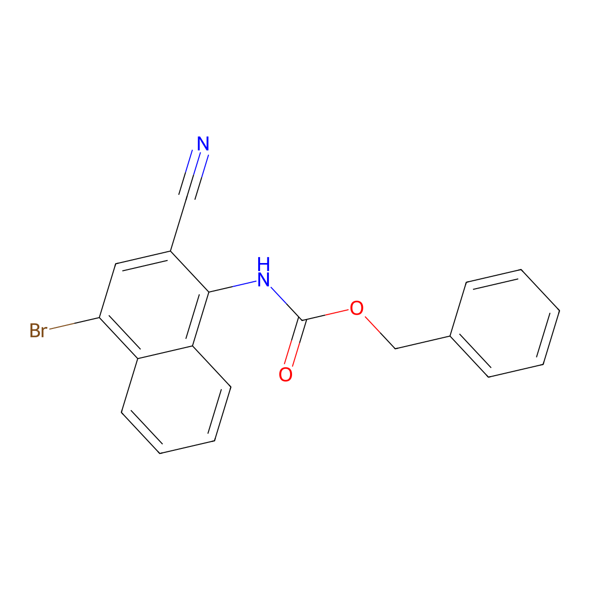 benzyl N-(4-bromo-2-cyanonaphthalen-1-yl)carbamate molecular structure, CAS 2680712-20-1