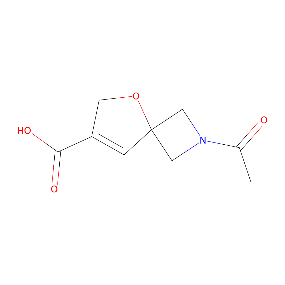 2-Acetyl-5-oxa-2-azaspiro[3.4]oct-7-ene-7-carboxylic acid molecular structure, CAS 2680712-23-4