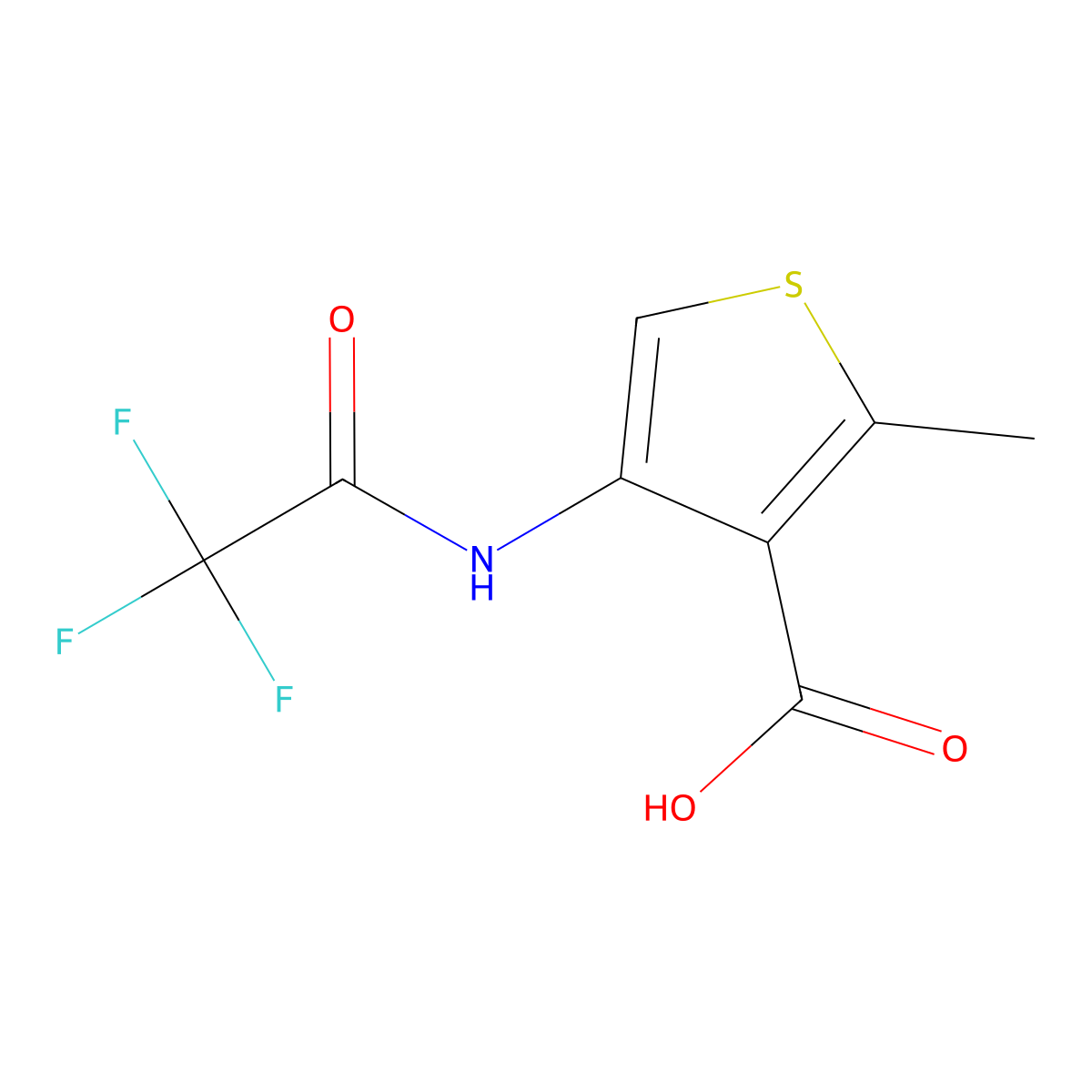 2-Methyl-4-(2,2,2-trifluoroacetamido)thiophene-3-carboxylic acid molecular structure, CAS 2680712-24-5