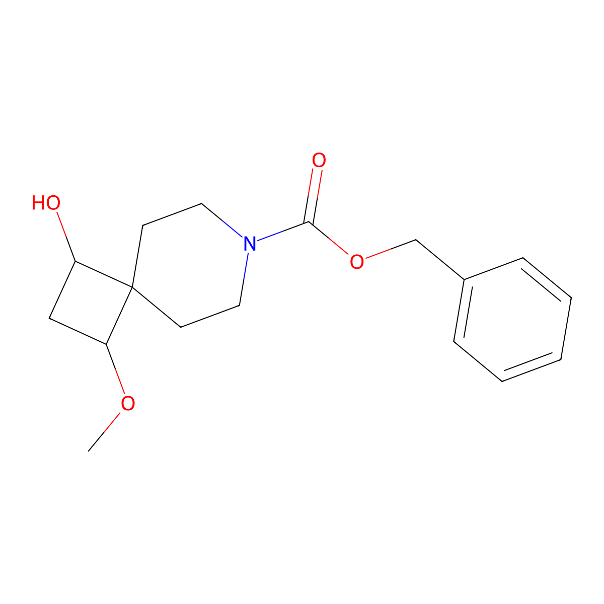 Benzyl 1-hydroxy-3-methoxy-7-azaspiro[3.5]nonane-7-carboxylate molecular structure, CAS 2680712-25-6