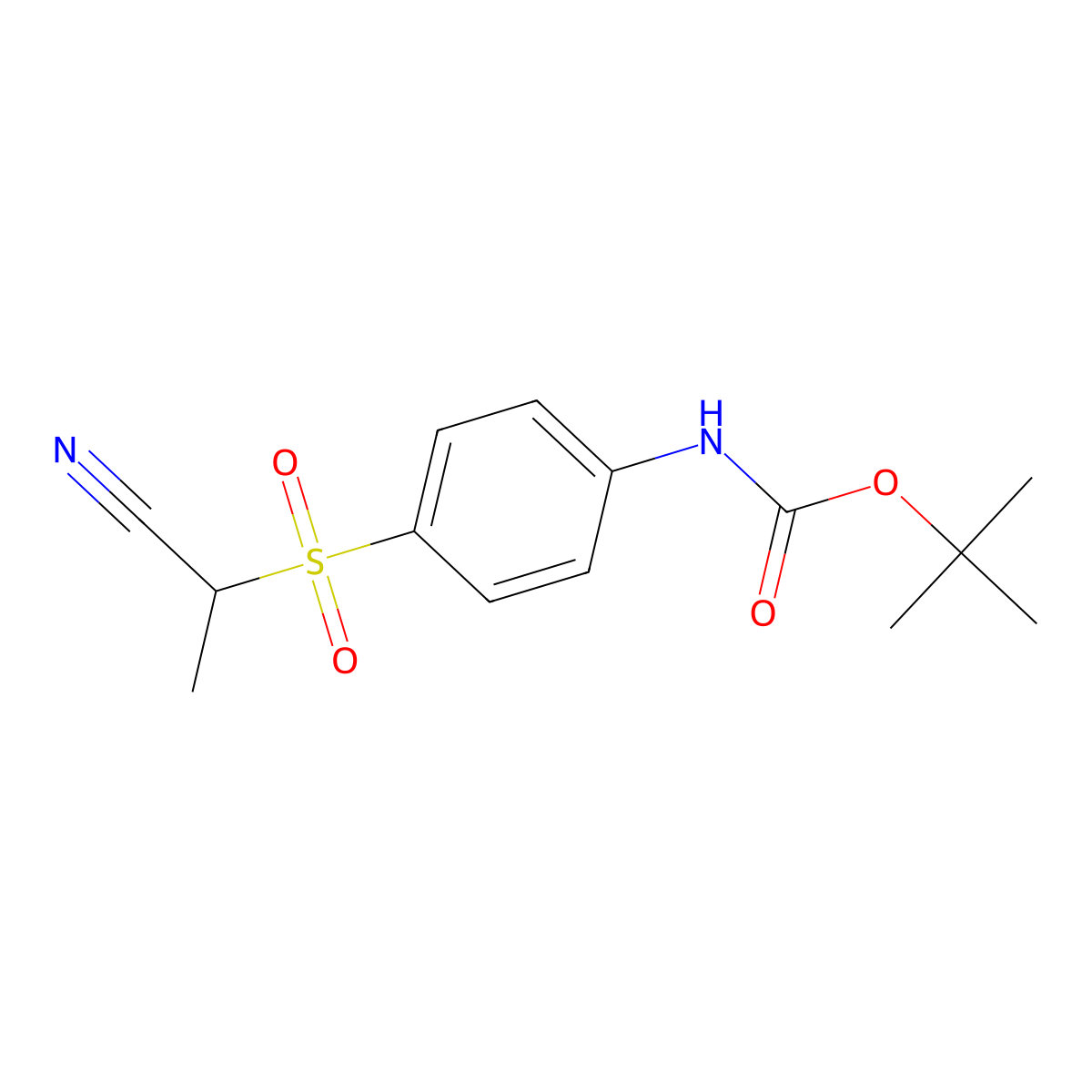 tert-butyl N-[4-(1-cyanoethanesulfonyl)phenyl]carbamate molecular structure, CAS 2680712-27-8