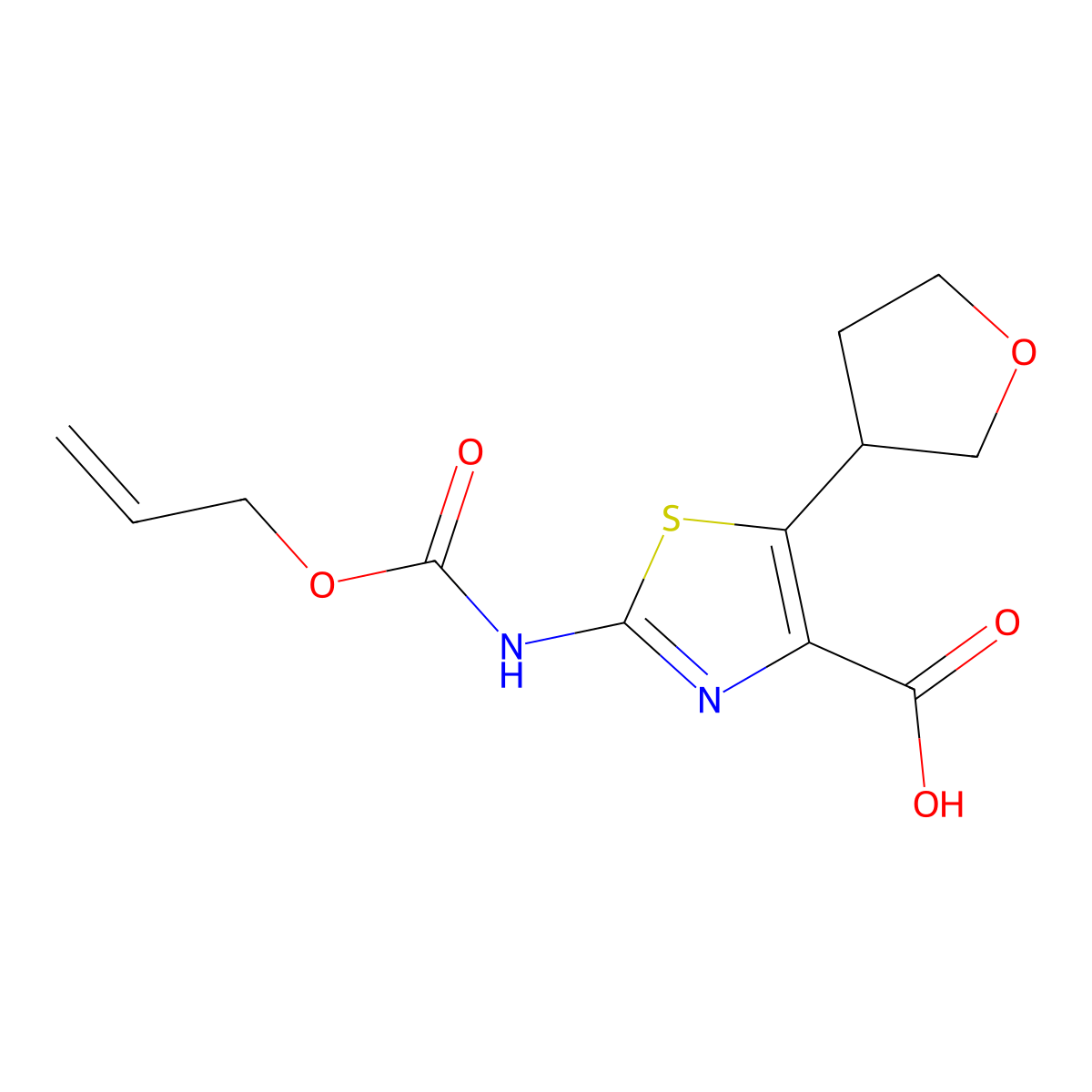 5-(Oxolan-3-yl)-2-{[(prop-2-en-1-yloxy)carbonyl]amino}-1,3-thiazole-4-carboxylic acid molecular structure, CAS 2680712-28-9