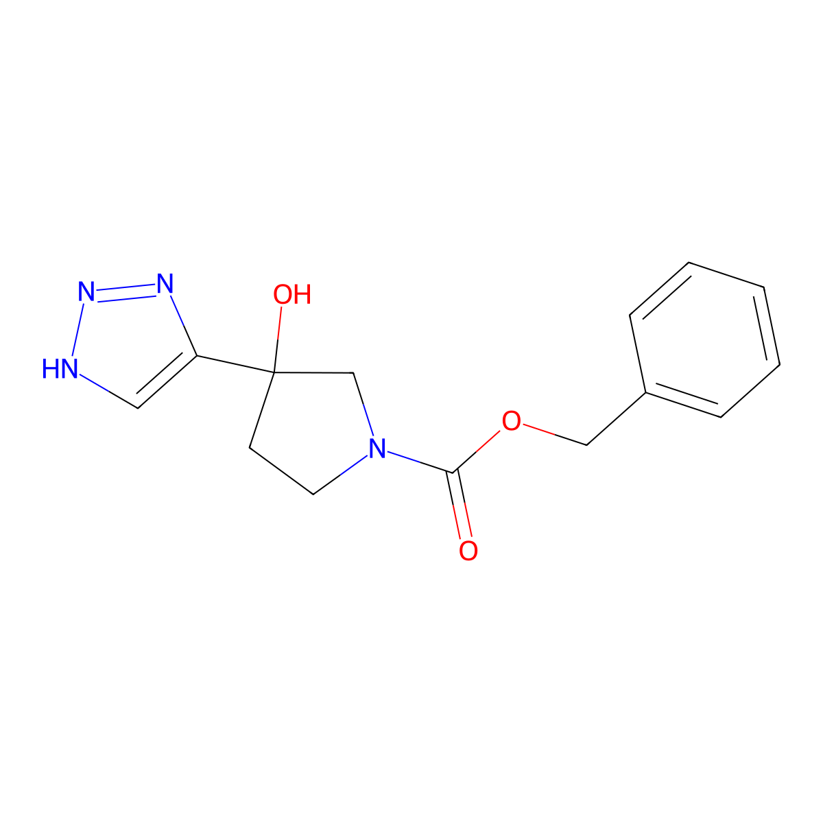 benzyl 3-hydroxy-3-(1H-1,2,3-triazol-4-yl)pyrrolidine-1-carboxylate molecular structure, CAS 2680712-30-3