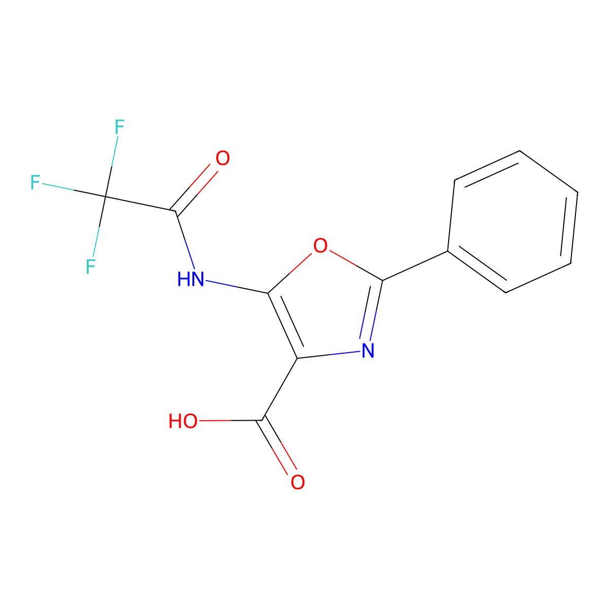 2-Phenyl-5-(2,2,2-trifluoroacetamido)-1,3-oxazole-4-carboxylic acid molecular structure, CAS 2680712-41-6