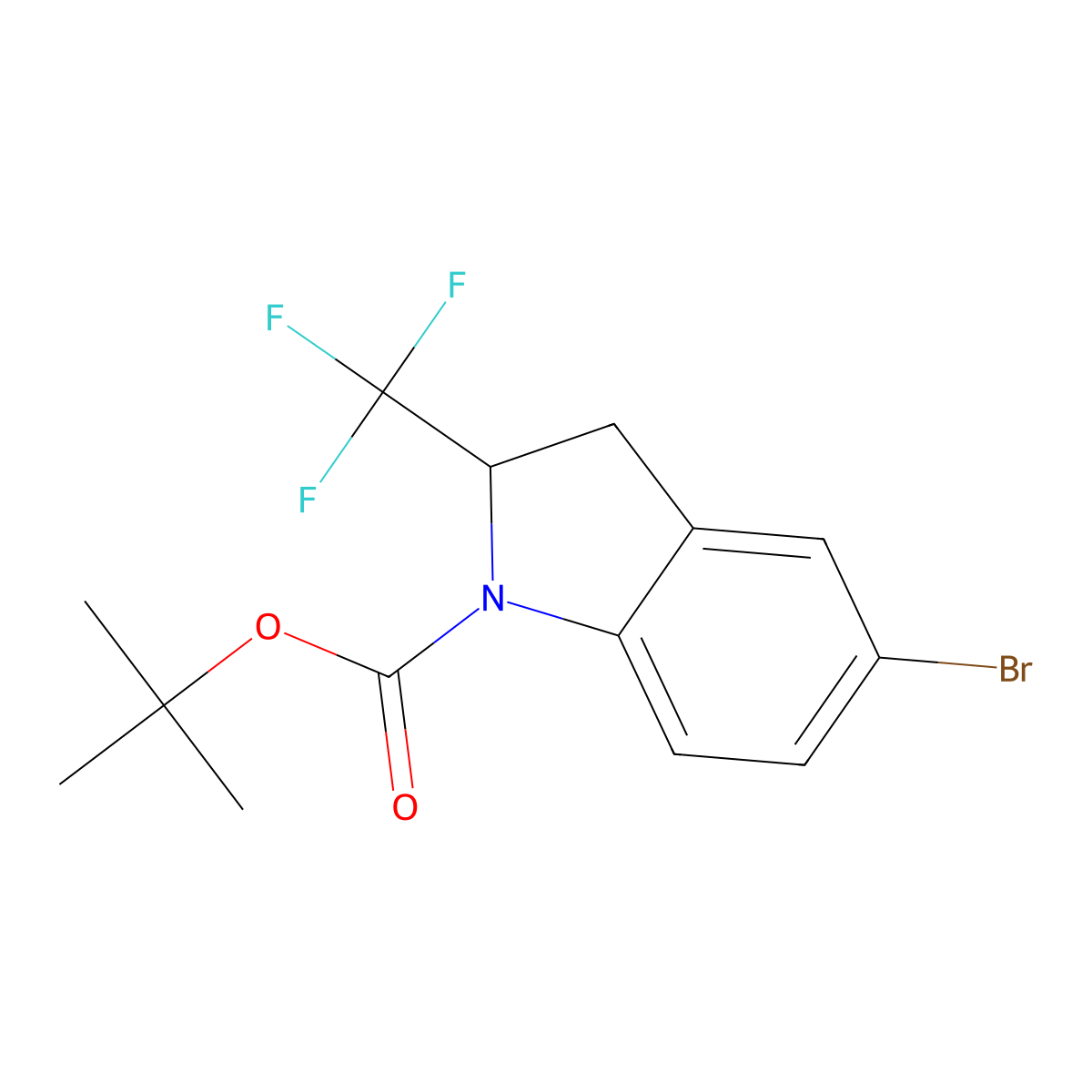 tert-butyl 5-bromo-2-(trifluoromethyl)-2,3-dihydro-1H-indole-1-carboxylate molecular structure, CAS 2680712-51-8