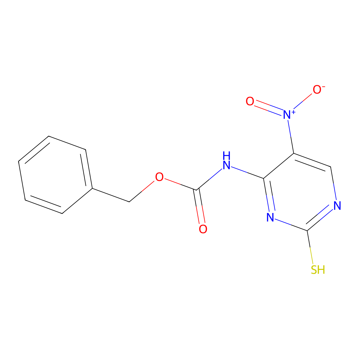 benzyl N-(5-nitro-2-sulfanylpyrimidin-4-yl)carbamate molecular structure, CAS 2680712-53-0