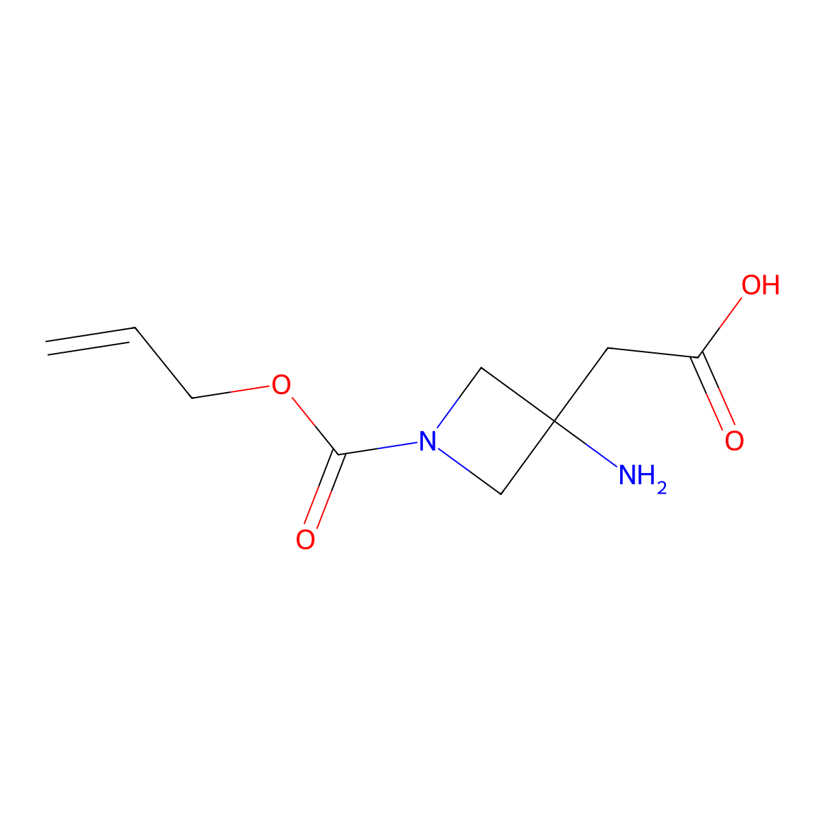 2-{3-Amino-1-[(prop-2-en-1-yloxy)carbonyl]azetidin-3-yl}acetic acid molecular structure, CAS 2680712-72-3