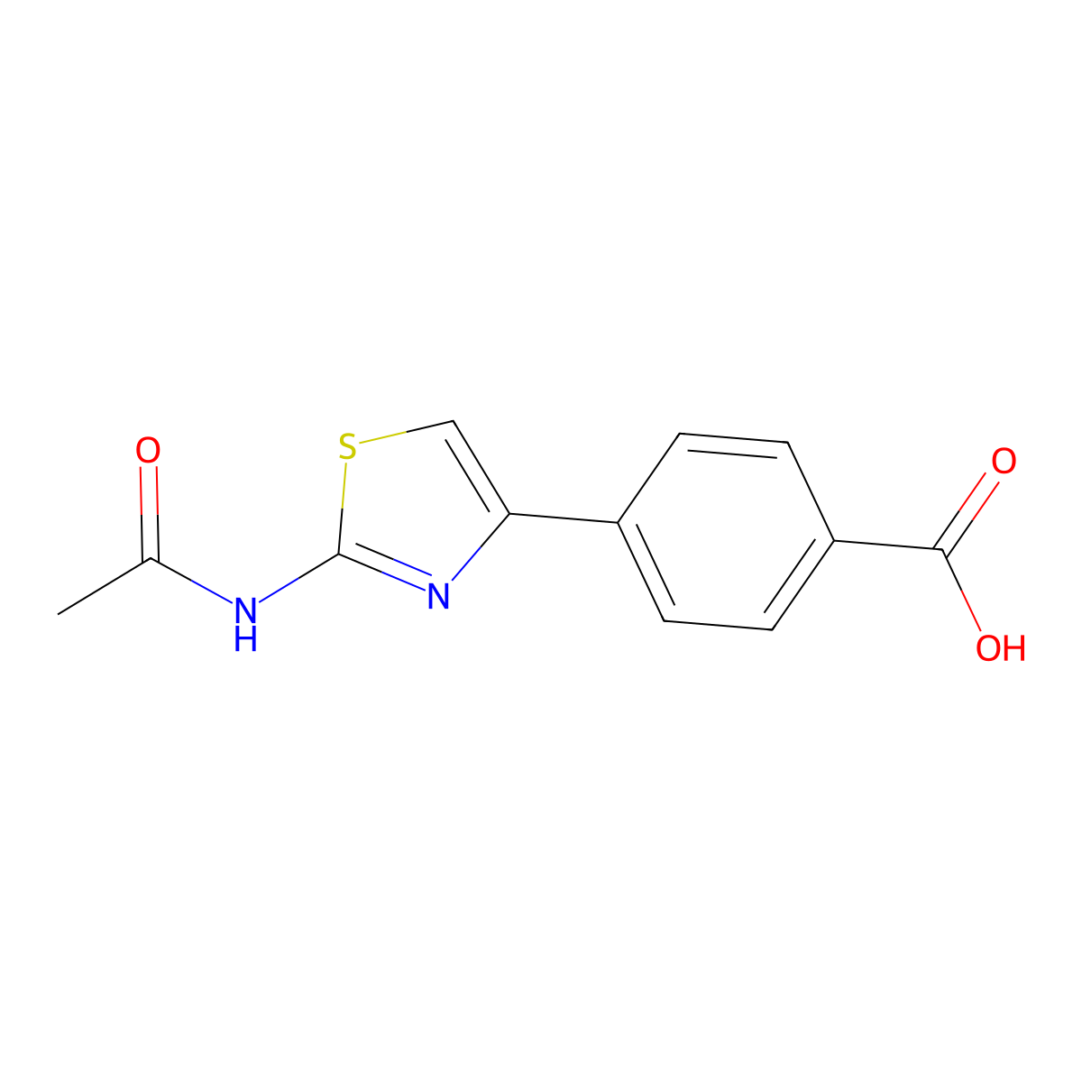4-(2-Acetamido-1,3-thiazol-4-yl)benzoic acid molecular structure, CAS 2680712-78-9