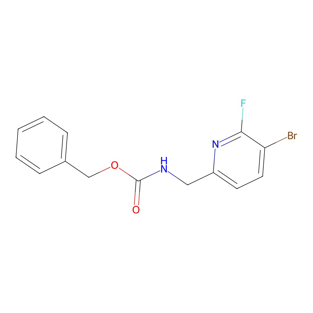 benzyl N-[(5-bromo-6-fluoropyridin-2-yl)methyl]carbamate molecular structure, CAS 2680712-79-0