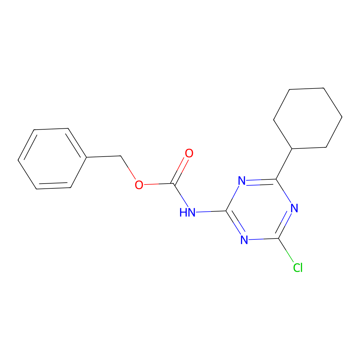benzyl N-(4-chloro-6-cyclohexyl-1,3,5-triazin-2-yl)carbamate molecular structure, CAS 2680712-80-3