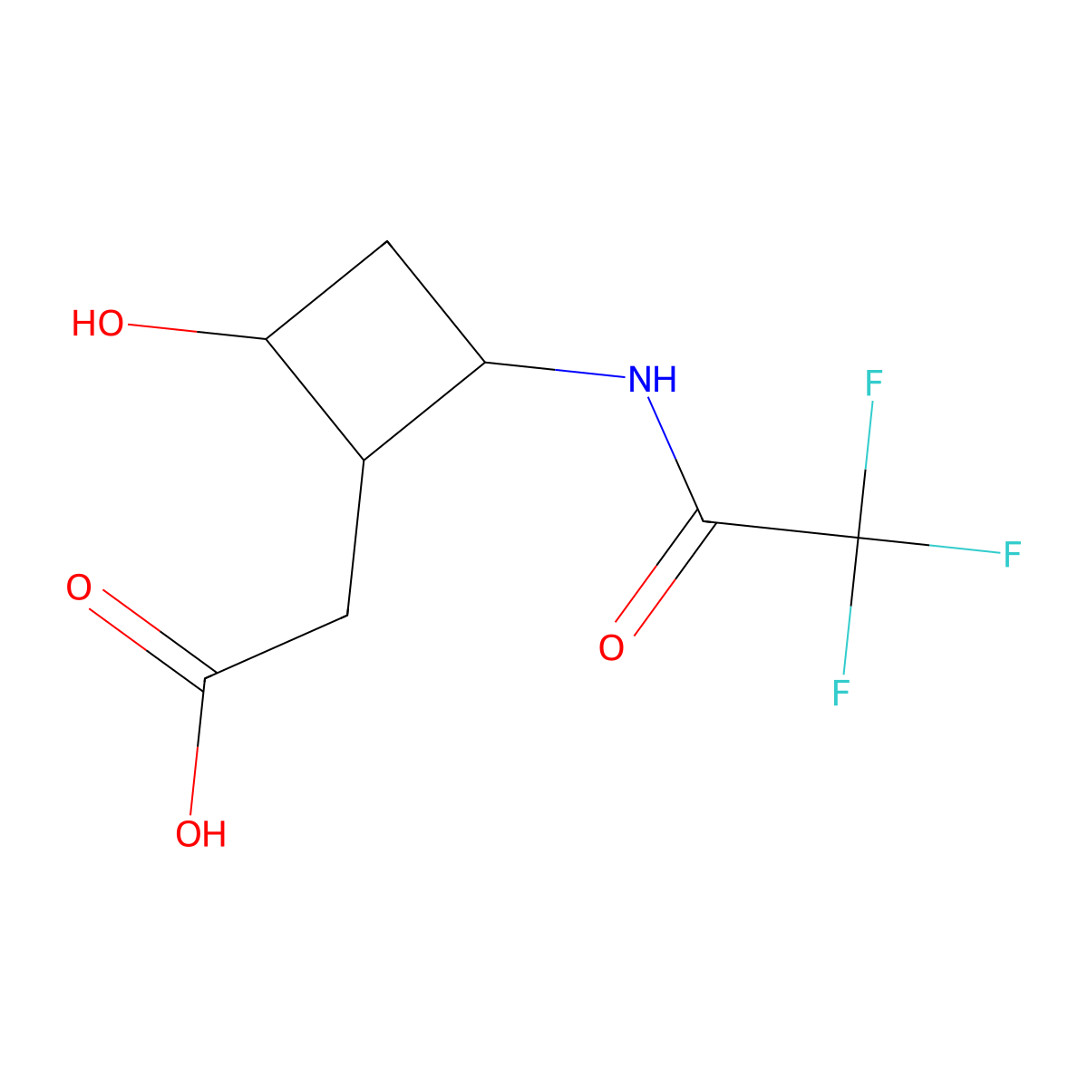 2-[2-Hydroxy-4-(2,2,2-trifluoroacetamido)cyclobutyl]acetic acid molecular structure, CAS 2680713-13-5