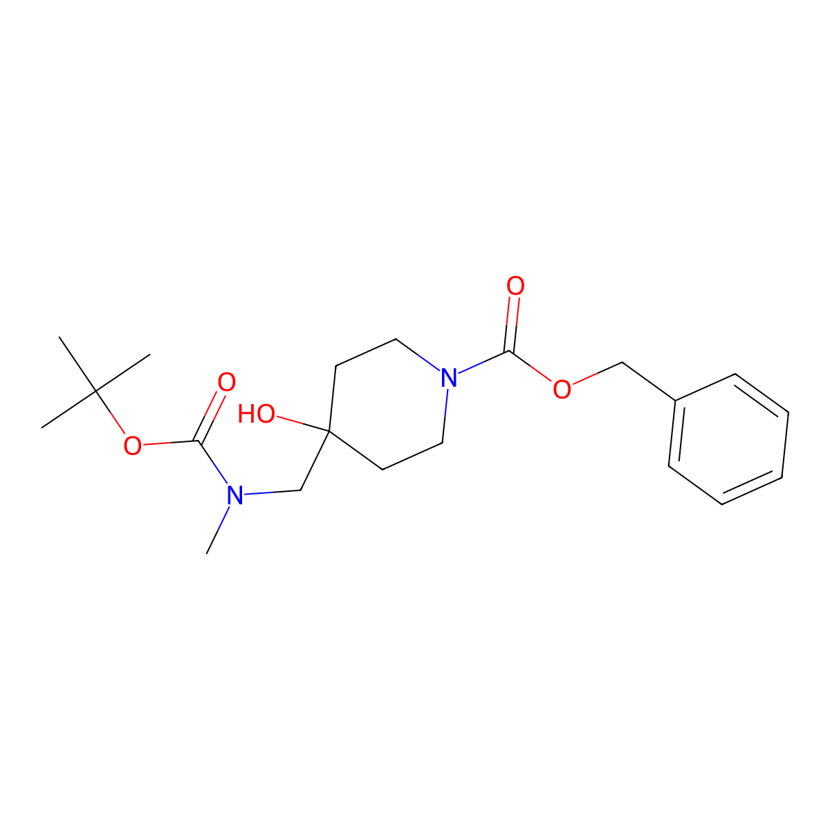 Benzyl 4-({[(tert-butoxy)carbonyl](methyl)amino}methyl)-4-hydroxypiperidine-1-carboxylate molecular structure, CAS 2680713-14-6