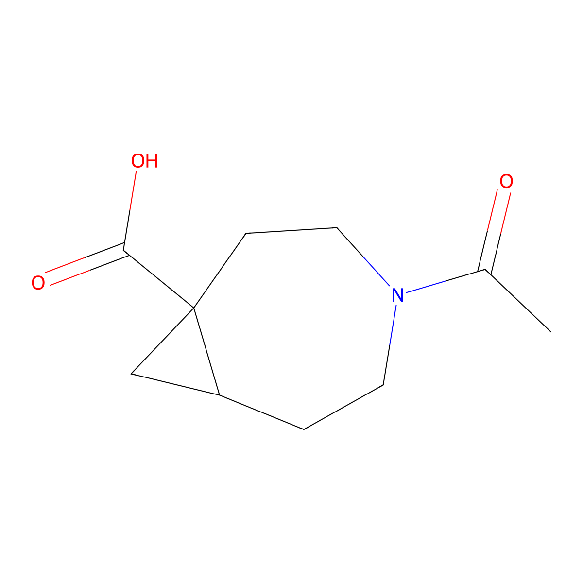 4-Acetyl-4-azabicyclo[5.1.0]octane-1-carboxylic acid molecular structure, CAS 2680713-15-7