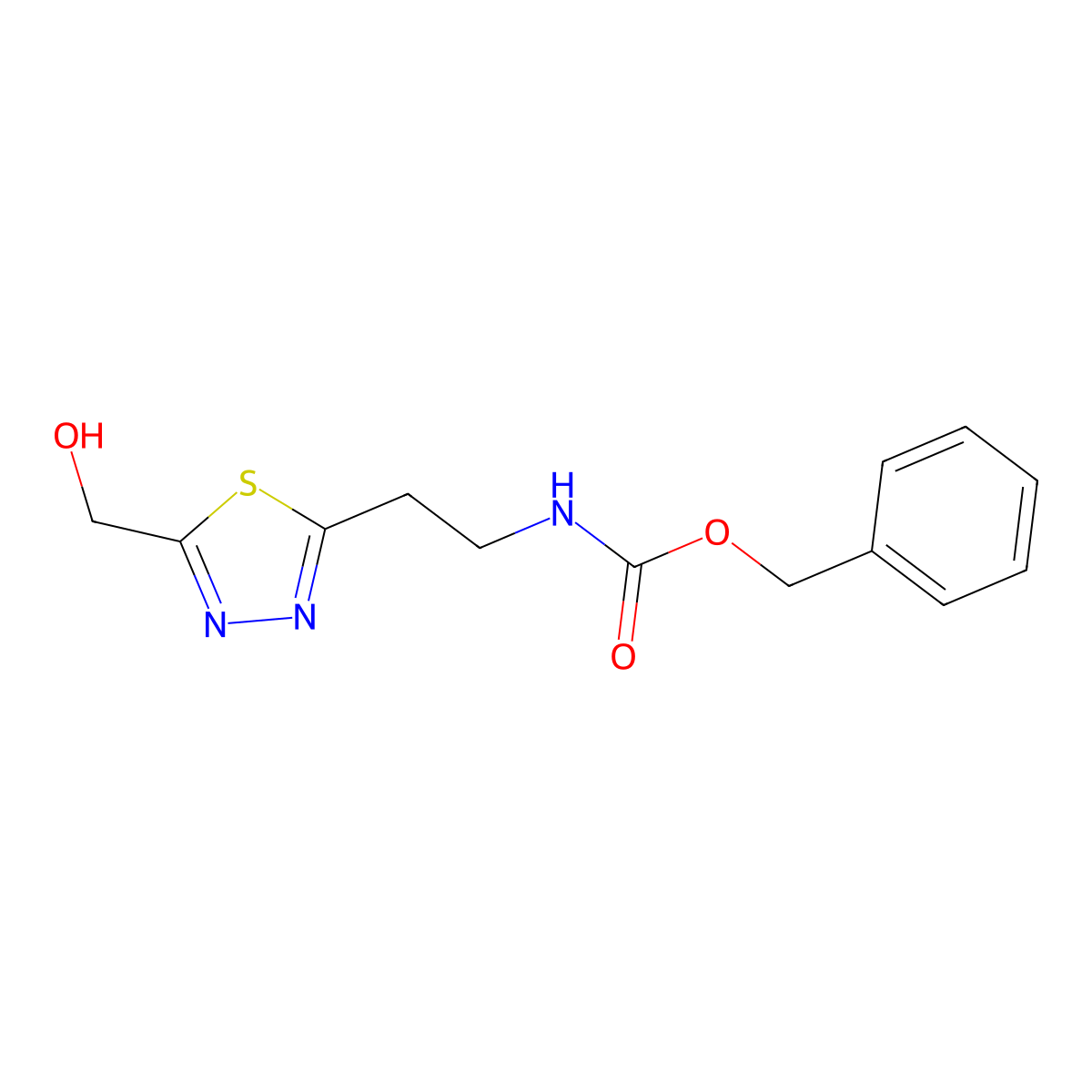 benzyl N-{2-[5-(hydroxymethyl)-1,3,4-thiadiazol-2-yl]ethyl}carbamate molecular structure, CAS 2680713-18-0