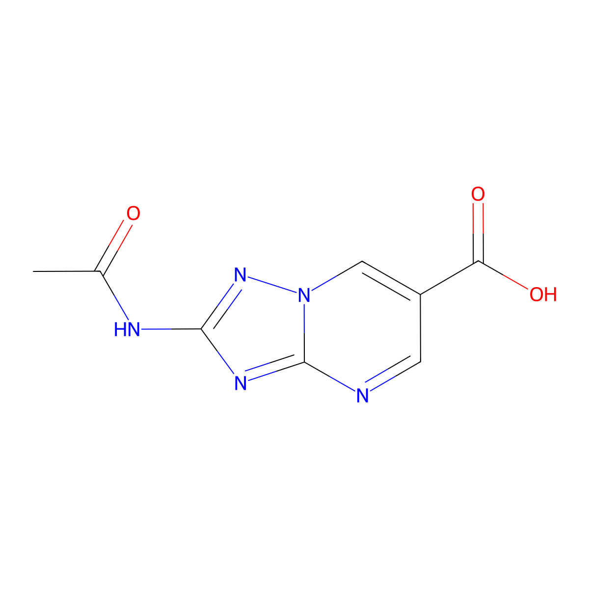 2-Acetamido-[1,2,4]triazolo[1,5-a]pyrimidine-6-carboxylic acid molecular structure, CAS 2680713-24-8