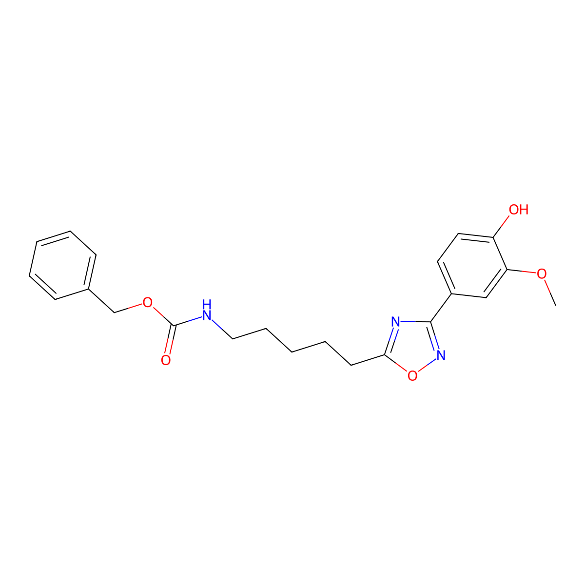 benzyl N-{5-[3-(4-hydroxy-3-methoxyphenyl)-1,2,4-oxadiazol-5-yl]pentyl}carbamate molecular structure, CAS 2680713-28-2